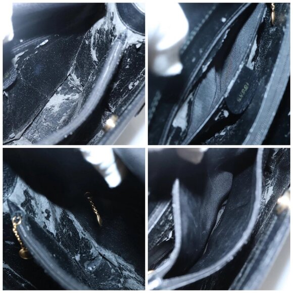 GUCCI Bamboo Hand Bag Leather Black Gold 002 - Picture 15 of 16